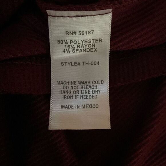 Baea Top V-Neck Blouse Bell Sleeves Maroon Bordeaux Burgundy Size Medium - Picture 4 of 9